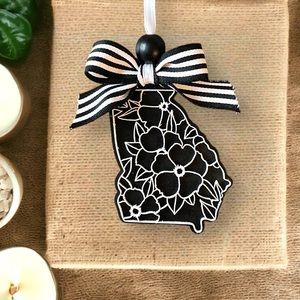 Georgia Cherokee Rose State Flower Car Charm Ornament